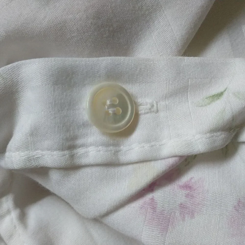 Ralph Lauren QUEEN FULL Solange Duvet Cover Floral White Pink Check Shabby Chic